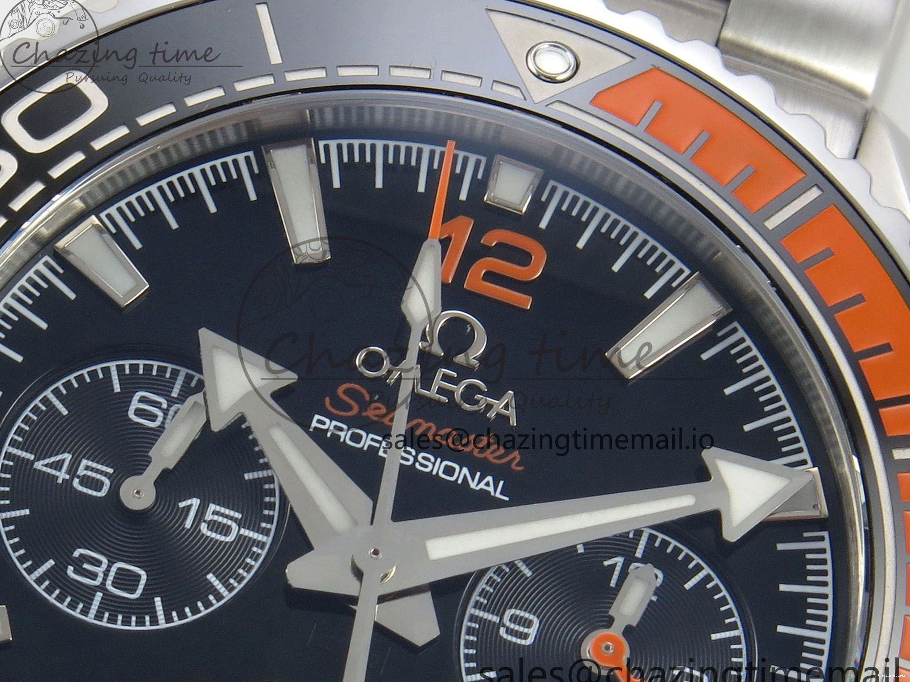 0517 Timeless Planet Ocean 600M Chrono SS VRF 1:1 Best Edition Black Orange Bezel Black Dial on SS Bracelet A 7652